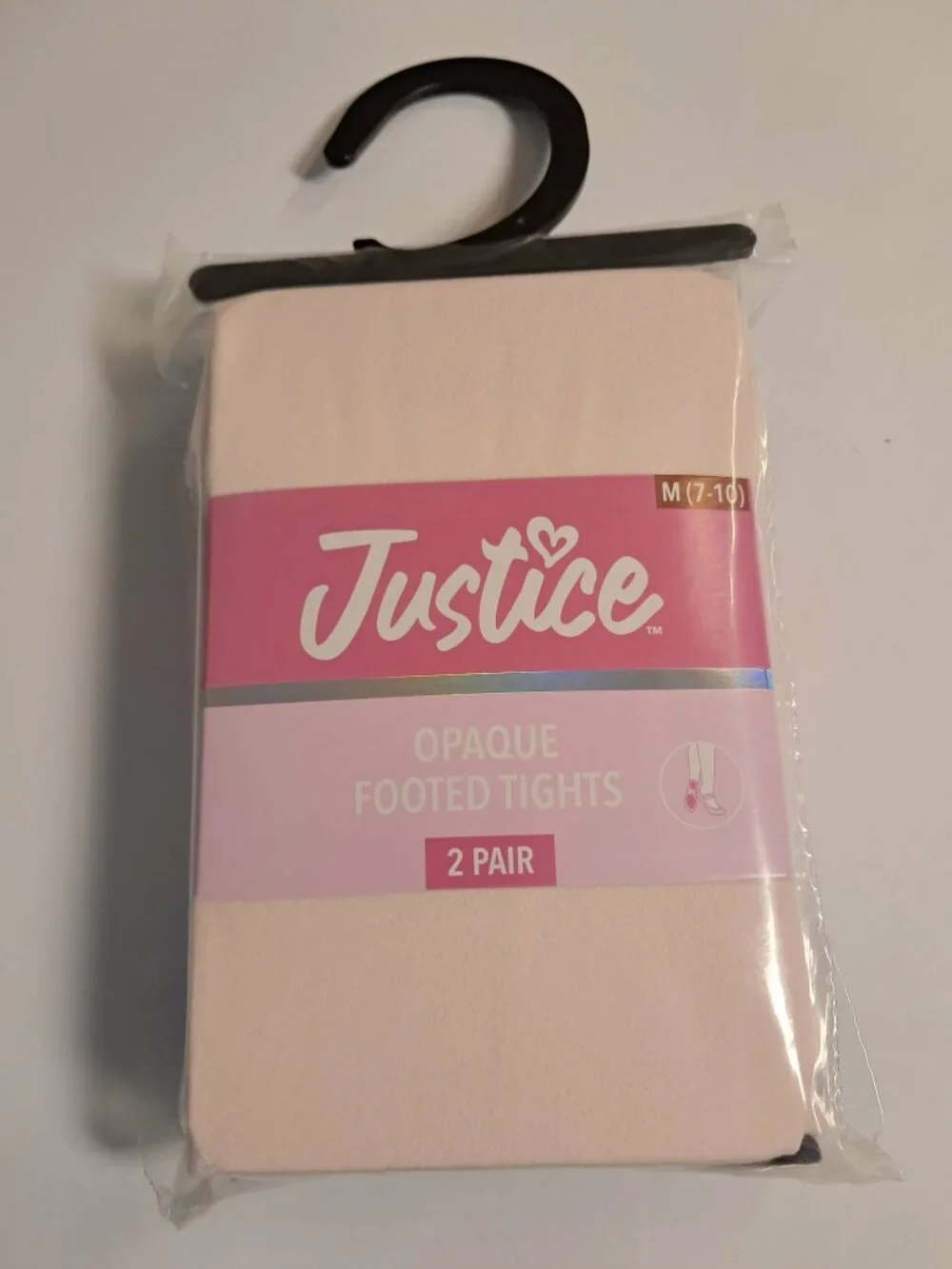Justice Girls Pink Black Tights 2-Pack M 7-10